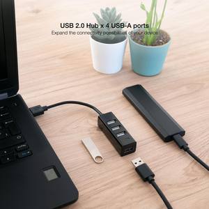<b>USB</b> <b>HUB</b> - 4-port <b>USB</b>-A <b>USB</b> 2.0 <b>hub</b>, 15cm cable, black material, ideal for connecting multiple devices. - Product Image 1
