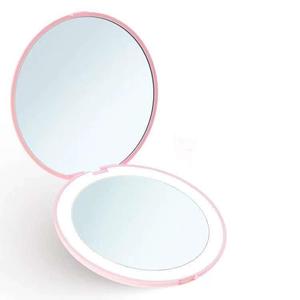 Du lịch xách tay LED ánh sáng nhỏ tròn Vanity Gương Gấp Dễ thương nhỏ gọn túi tay gương - Product Image 2