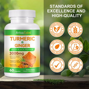 Artoalabs 3000mg không GMO viên nang nghệ hữu cơ thuần chay & viên nang Gừng với chiết xuất Hạt tiêu đen để hỗ trợ chung - Product Image 6