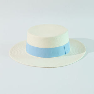 Chapeau <span class=keywords><strong>de</strong></span> paille classique à bord plat pour <span class=keywords><strong>femme</strong></span>, protection UV, chapeau <span class=keywords><strong>de</strong></span> soleil d'été à large bord, pliable, respirant, pour la plage et les vacances - Product Image 3