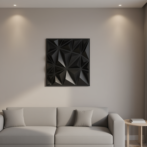 แผ่นผนังพีวีซี 3 มิติ ขนาด 11.81 x 11.81 นิ้ว สีดำด้าน ลายเรขาคณิต ตกแต่งภายในบ้าน สไตล์โมเดิร์น - Product Image 2