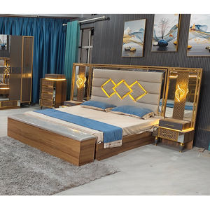 Ensemble <span class=keywords><strong>de</strong></span> Chambre à Coucher Moderne Complet Taille King avec Cadre en Bois, Meubles <span class=keywords><strong>de</strong></span> Luxe pour la Maison - Product Image 1