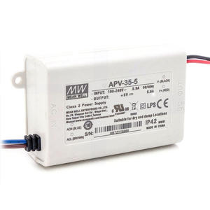 MEAN WELL obeng LED 25W 5V APV-35-5 90-264VAC Input, IP42 dalam ruangan ukuran kompak plastik suplai daya LED - Product Image 1