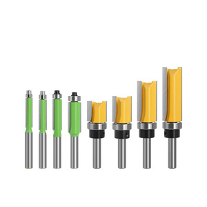 Jeu de fraises à roulement jaunes (8 pièces), fraises droites vertes, fraises de finition en carbure à une dent pour machines-outils de travail du bois - Product Image 4