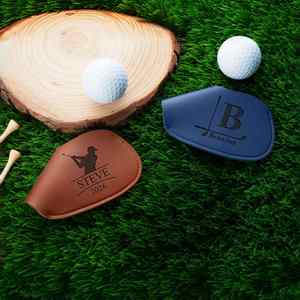 Fundas de cuero PU grabadas con láser para palos de golf, personalizables con nombre, ajuste universal para hierros, juego de fundas portátiles para la cabeza del palo, regalo para papá - Product Image 5