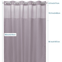 Rideau de douche sans crochets 100 % polyester imperméable 71" x 74" à motif gaufré, rideau de salle de bain de luxe avec doublure à clipser