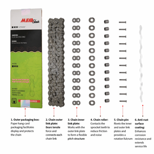 Chaîne de vélo BMX à pignon fixe M410 en acier haute résistance 1/2x1/8 112 maillons avec maillon rapide pour vélo de piste - Product Image 3