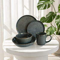 Service de table en céramique à glaçure réactive de style nordique, personnalisation personnalisée pour les restaurants familiaux, les hôtels, les kits de vaisselle