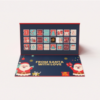 Calendrier de l'Avent de Noël personnalisé, boîte cadeau en chocolat, emballage en papier rigide pliable avec feuille d'or