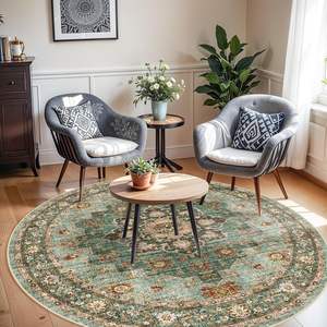 Alfombra de diseño Floral Oriental suave de 6 pies, lavable, resistente a las manchas, revestimiento de suelo interior, estilo bohemio clásico - Product Image 2