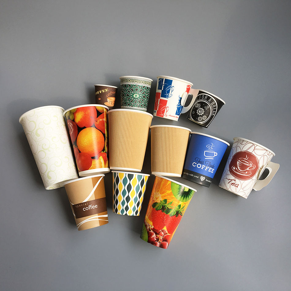 7/8/9 Oz Custom Logo Biodegradable Single Wall Paper Cups With Handle For Hot Coffee 5
