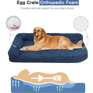 8268 fond <span class=keywords><strong>antidérapant</strong></span> velours couverture Nay bleu L en forme de lit en mousse de caisse d'oeufs pour chien de compagnie couverture amovible doux confortable lit orthopédique pour chien - Product Image 3