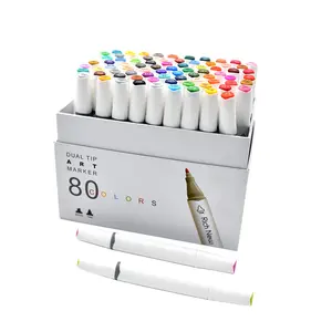 China fornecedor produtos promocionais mais barato 80 cores ponta dupla aquarela marcador caneta para crianças desenho