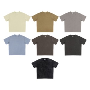 Wholesale Custom Washed and Aged Natural Scattered Edge Heavyweight Short Sleeve Vintage Street T Shirts and Shorts Set - Product Image 1