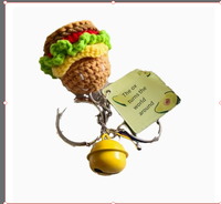 Porte-clés au crochet en forme de cheeseburger, fait main, pour la famille, les femmes, les hommes, anniversaire, vacances, encouragement, mignon, motivant