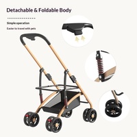Poussette pour animaux de compagnie ST Metal, chariot portable d'extérieur, porte-animaux détachable pour chiens et chats, léger et pliable