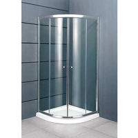 Cabine de douche en verre courbé double couche à cadre en aluminium, design d'angle coulissant, idéale pour appartement - Meilleures ventes