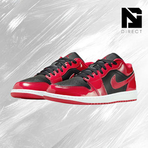 Air Jordan 1 Low 'Patent Varsity Red Black' Zapatillas de Piel Sintética Roja y Negra con Cordones para Caminar y Skateboarding - Product Image 2