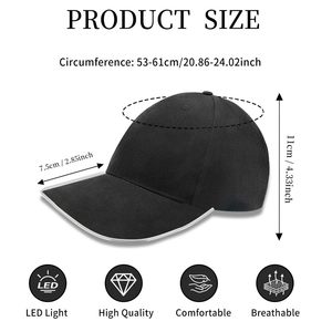 Cappello da Baseball in Fibra Ottica LED, Luminoso con 7 Colori e Modalità Lampeggiante, Regolabile in Cotone, Accessorio per Festival e Feste - Product Image 5
