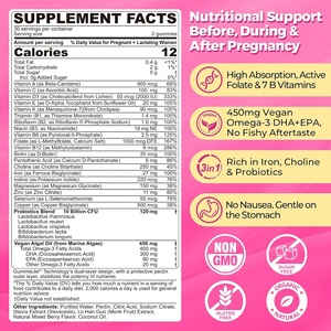 Vitamine Prenatali e Postnatali <span class=keywords><strong>per</strong></span> Donne, Caramelle Gommose con Metilfolato 1mg, Omega-3 (DHA+EPA), Colina, Senza Zucchero, Vegane, Migliorano la Memoria - Product Image 2