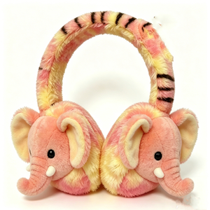Orejeras de peluche personalizadas con diadema tie-dye rosa y amarilla, cálidas y suaves para el invierno, para niños y adultos. - Product Image 3