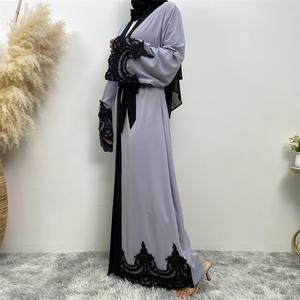 Abito da donna con ricamo in pizzo aperto Abaya Ramadan <span class=keywords><strong>abbigliamento</strong></span> islamico Dubai - Product Image 5