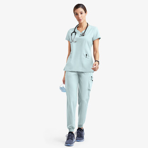 2024 uniformes d'infirmière personnalisés confortable médical élégant OEM ODM 2 pièces joggeurs costumes de gommage col en v hôpital gommages ensembles d'uniformes - Product Image 6