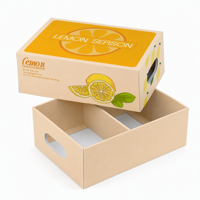 Boîte d'emballage en carton pour fruits avec motif citron imprimé et poignée pliable pour l'emballage de produits en gros
