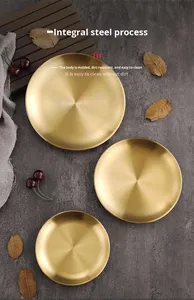 Plateau de rangement pour gâteaux et collations en acier inoxydable 304 de style coréen, doré, non toxique, écologique, durable, peu profond, avec logo personnalisé - Product Image 4