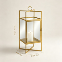 Lanterne en verre et métal doré géométrique, porte-bougie suspendu pour la maison, l'hôtel, le mariage, la décoration intérieure et extérieure