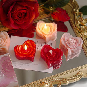 Low Temperature 48 °Soy Wax Red Pink Rose Heart Candle - Product Image 2