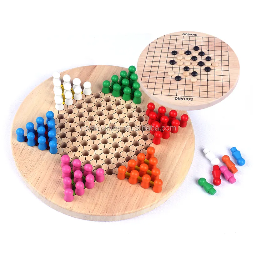 Houten Chinese Hexagon Checkers/Hout Tocht Games 2 In 1 Voor Kids