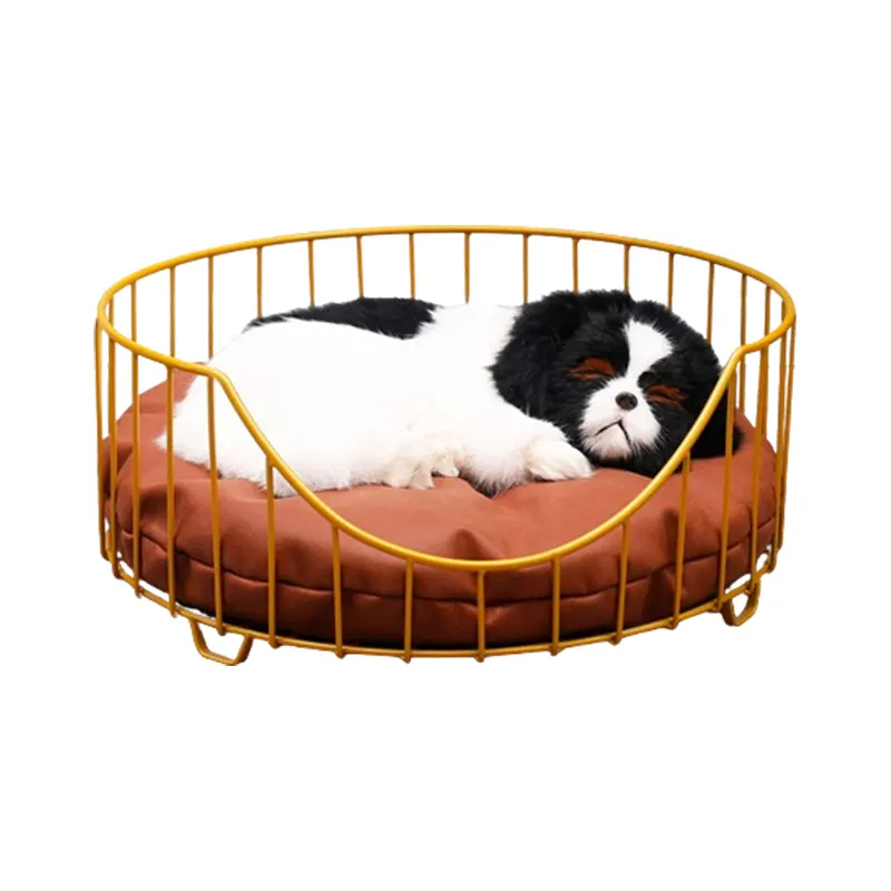 Sofá para mascotas con marco de arte del hierro duradero de lujo, impermeable, a prueba de humedad, fácil limpieza, suave y cómoda cama para perros