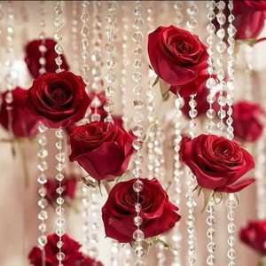 Decorazioni per Soffitto Matrimoniale All'Ingrosso, Tende di Perline di Cristallo con Rose Artificiali, Sfondo per Palcoscenico, Tende a Filo per Decorazioni di Matrimoni, Feste e Banchetti - Product Image 5