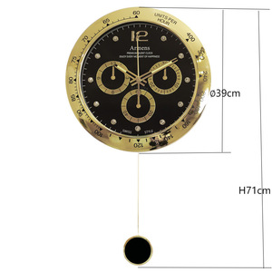 Armen Premium <b>Silent</b> <b>Wall</b> <b>Clock</b> 39cm Diameter Battery Powered Modern Design Living Room Decorative <b>Clock</b> - Product Image 1