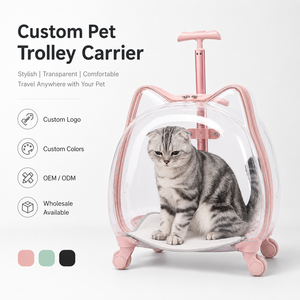 <span class=keywords><strong>Valise</strong></span> de transport pour <span class=keywords><strong>chat</strong></span> à roulettes, <span class=keywords><strong>transparente</strong></span> en PC, réglable, avec fermeture éclair, solide, portable, respirante, type capsule spatiale - Product Image 1