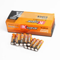 Batería Desechable de Zinc-Carbón AA Amarilla Kingever de 1.5V, R6 UM-3, Celda Seca para Cámara, Control Remoto de Videojuegos, en Stock