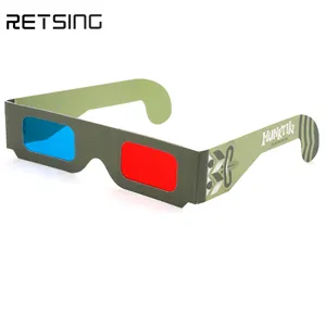 พิมพ์โลโก้แบรนด์แว่นตา 3 มิติสีแดงเลนส์สีฟ้าแว่นตาภาพยนตร์สี