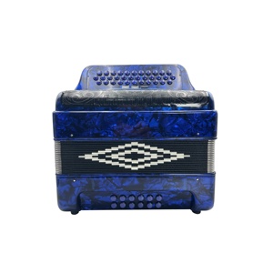 Acordeón SEASOUND de 34 Botones, 12 Bajos, 3 Registros, Cuerpo de Celuloide Azul, Rejilla Negra, Botones Negros, Acordeón Diatónico JB3412C - Product Image 1