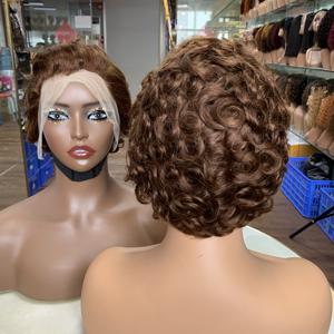 Perruque courte en cheveux humains 100% de qualité supérieure, prix d'usine en gros, cheveux vierges 12A, boucles petites 13X4, 5 couleurs, pour toutes les femmes noires - Product Image 3