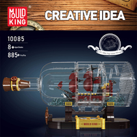 Mould King 10085 Bateau pirate créatif en forme de bouteille à la voile, blocs de construction à petites particules, jouets pour adultes, cadeau