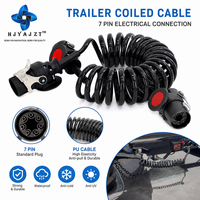 Câble d'extension de remorque robuste HJYAJZT ABS à 7 conducteurs, câble spiralé d'alimentation avec prise pour feux arrière, freins