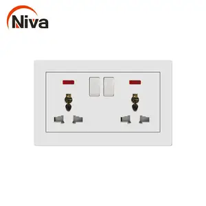 PC Panel Universal MF double Wall Socket with 1 gang 2 way electric sockets and switch for home office