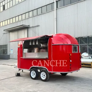 Remolque de Comida Móvil Rojo Personalizado para Acampar al Aire Libre de 4 m en Venta - Product Image 3