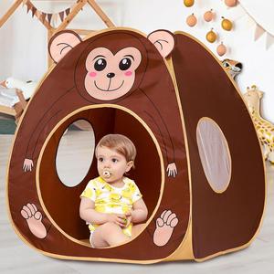 Casita de juegos plegable para niños con diseño de mono marrón, con bolsa de almacenamiento, tienda de campaña para niños pequeños, venta al por mayor - Product Image 1