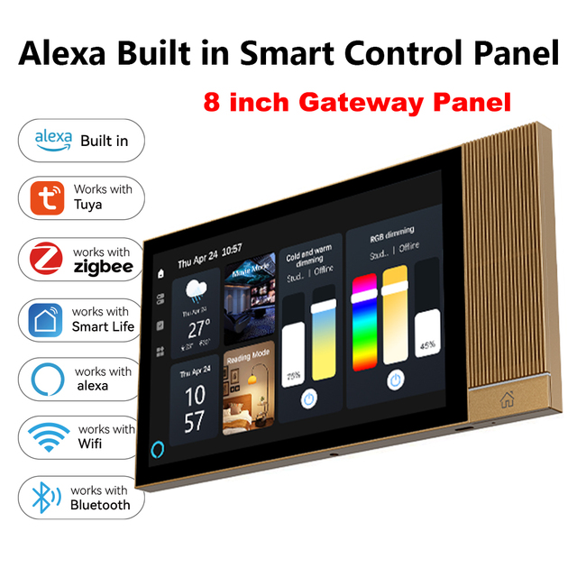 2026 Golden Security TPA08 8 Inch Smart Screen Smart Screen Panel with Built in IR&Alexa Voice Control Supports 2 Way Speakers