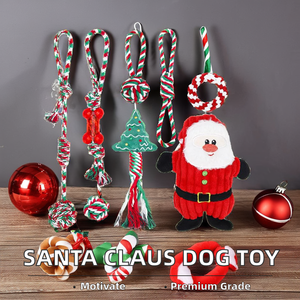 Toptan yeni tasarım noel baba çiğnemek Squeaker Pet oyuncaklar halat PP pamuk noel köpek oyuncaklar köpekler için