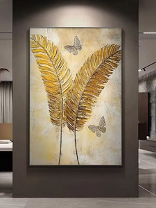 100% cuadro acrílico moderno pintado a mano decoración de pared abstracta hoja de oro <span class=keywords><strong>lienzo</strong></span> de pintura al óleo hecho a mano - Product Image 2