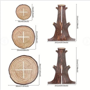 DAMAI Cupcake <b>Stand</b> Decoration <b>3</b> <b>Tier</b> Western Party <b>Cake</b> Holder Wood Cupcake <b>Stand</b> Decor for Woodland Party Supplies - Product Image 2