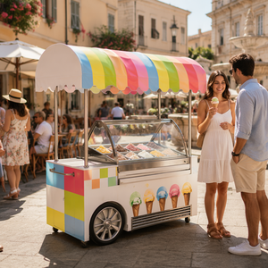 Carretto Gelato Refrigerato Professionale con Ventilazione Forzata e Illuminazione a LED per Fiere ed Eventi - Product Image 1